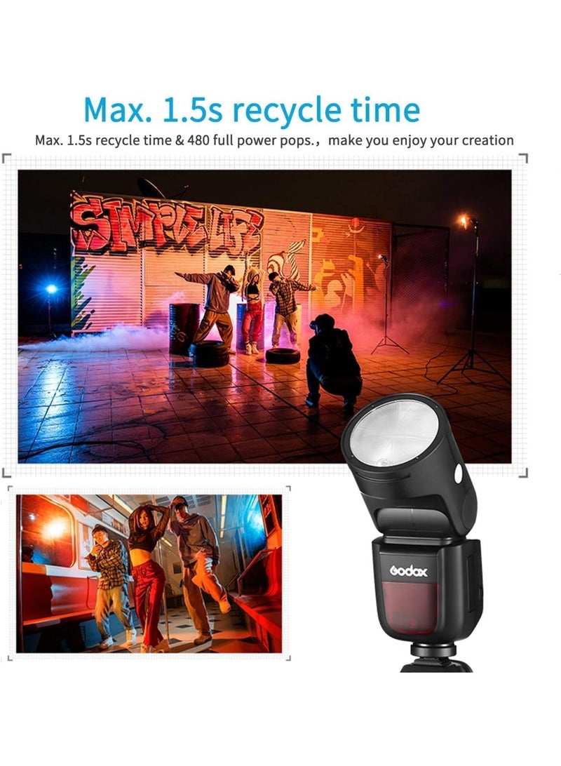 جودوكس فلاش جودوكس V1 S للكاميرات سوني بقوة 76 واط ثانية فلاش لاسلكي TTL برأس دائري مع مزامنة عالية السرعة وبطارية قابلة لإعادة الشحن - Image 2